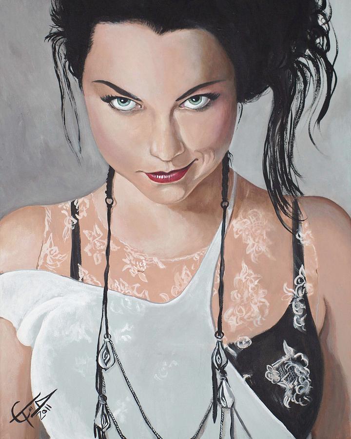 Amy Lee - Smirk Painting by Tom Carlton