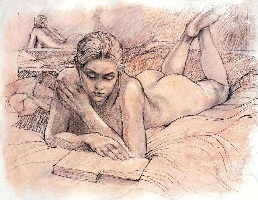 Nude Drawing - Amy Reading by Roz McQuillan