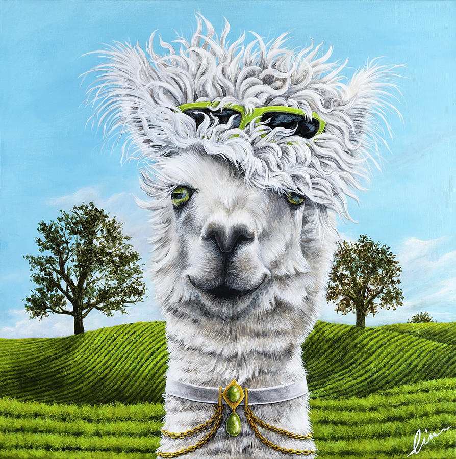 Llama Painting - Amy the Alpaca Painting by Cindy Chinn by Cindy D Chinn