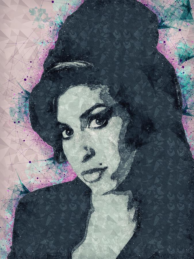 Amy Winehouse Illustration Mixed Media by Studio Grafiikka