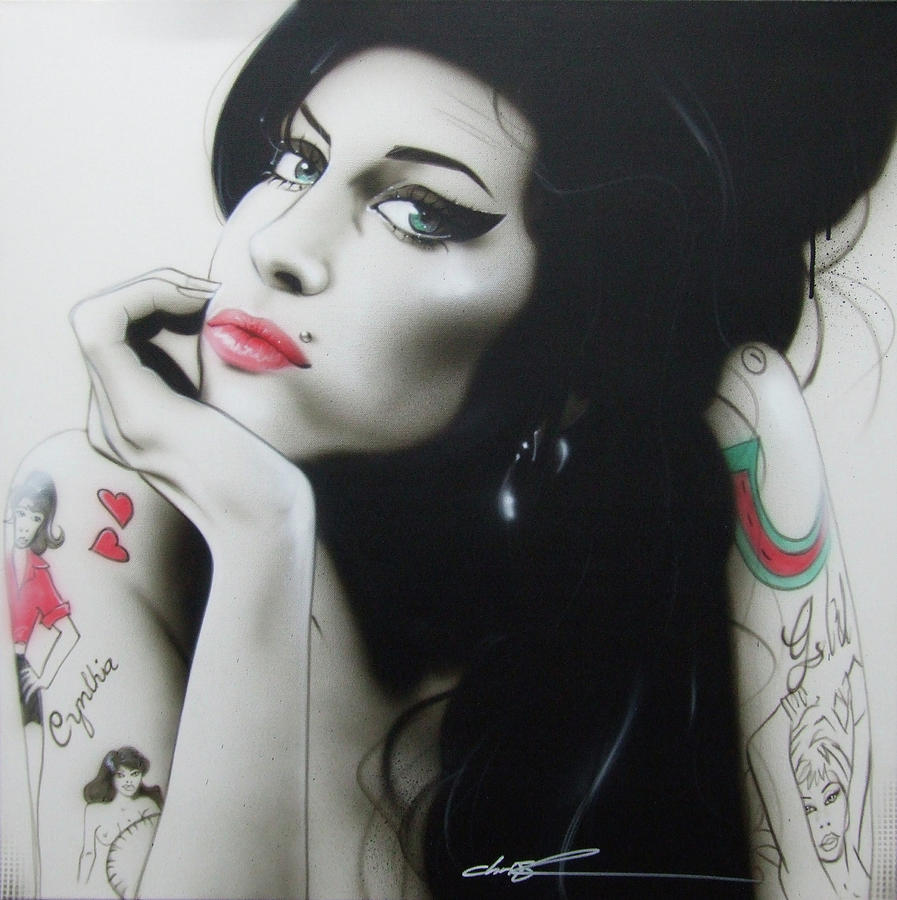 Black And White Painting - Amy Your Music will Echo Forever by Christian Chapman Art