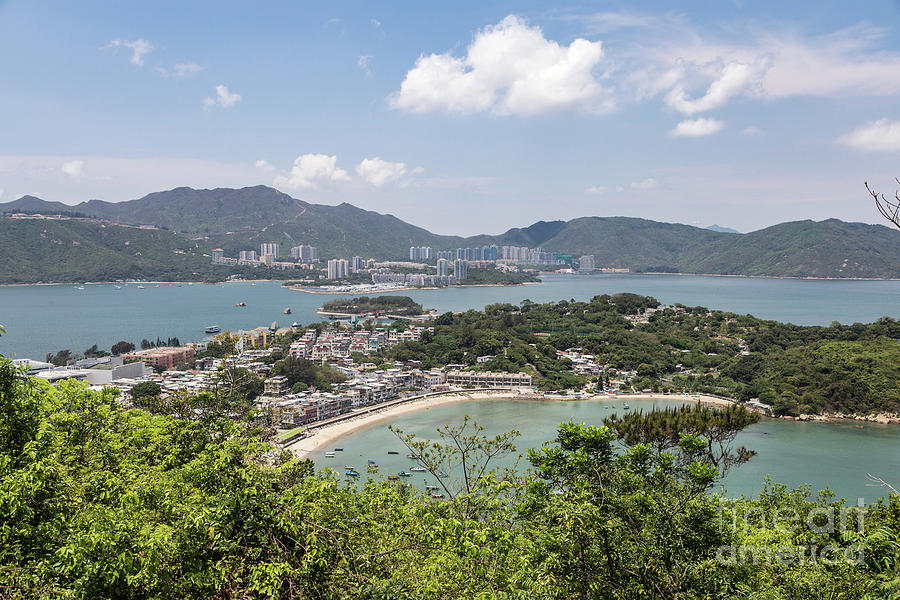 An aerial view of Peng Chau island, with Lantau in the backgroun Photograph by Didier Marti