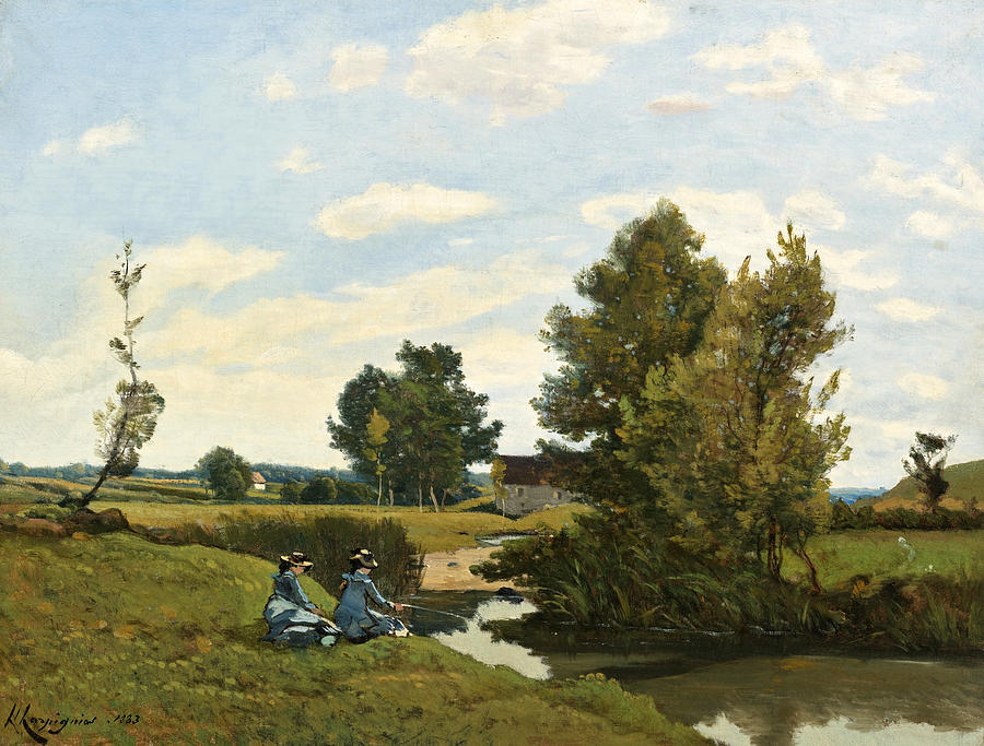 An Afternoon along the Loing near Saint-Prive Painting by Henri-Joseph Harpignies