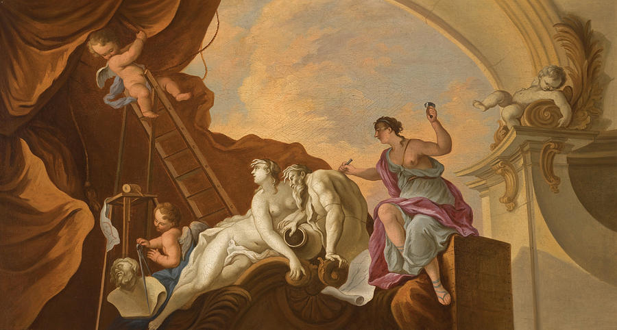 An Allegory of Sculpture Painting by After Jacques de Lajoue