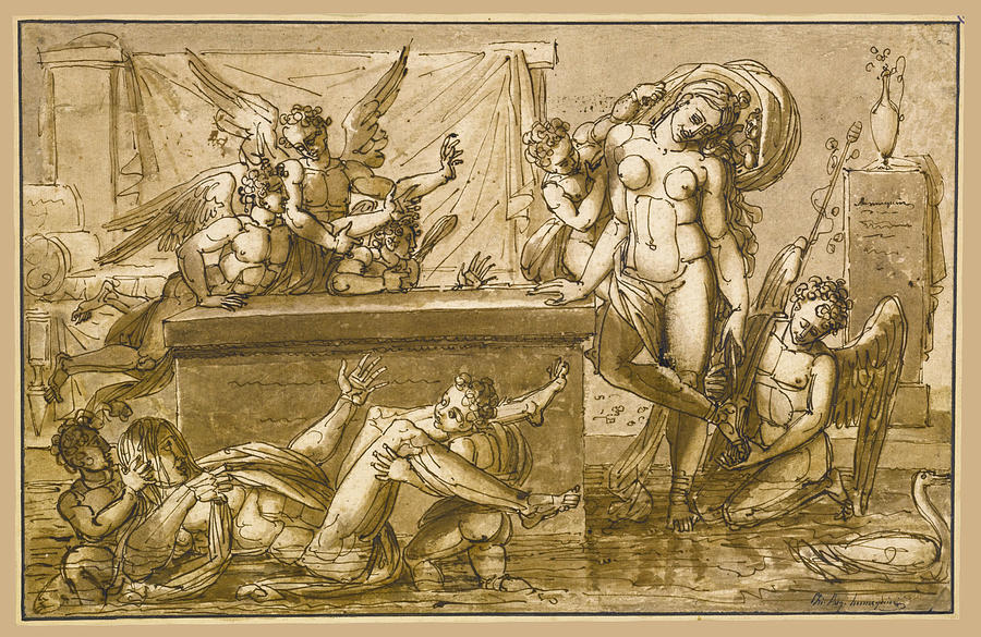 An Allegory Drawing by Philippe-Auguste Hennequin