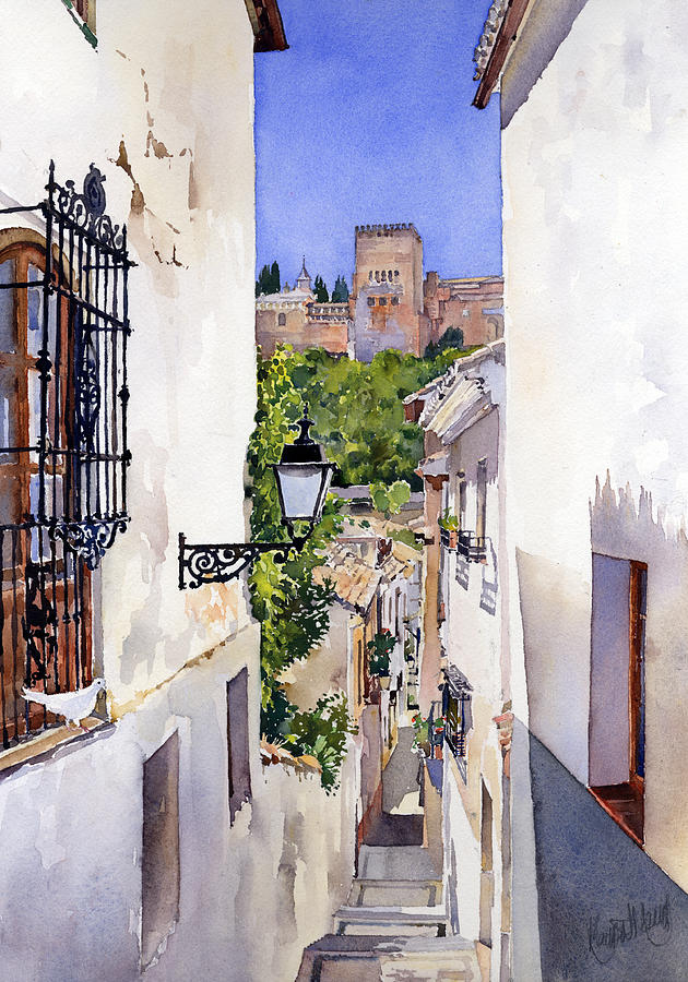 Alhambra Painting - An Alley in the Albaicin Granada by Margaret Merry