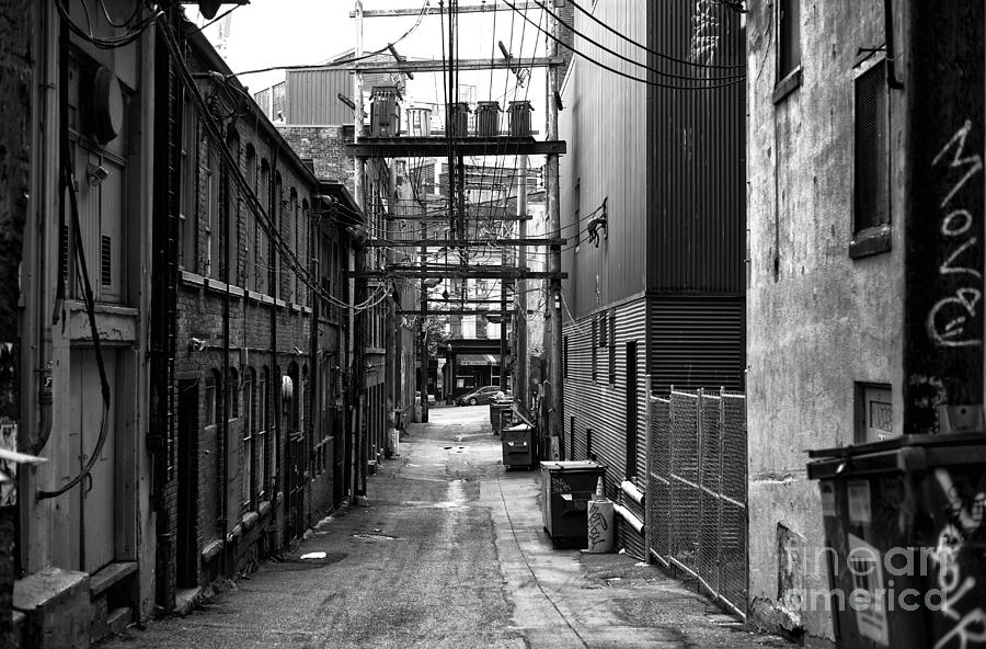 An Alley With No Name mono Photograph by John Rizzuto