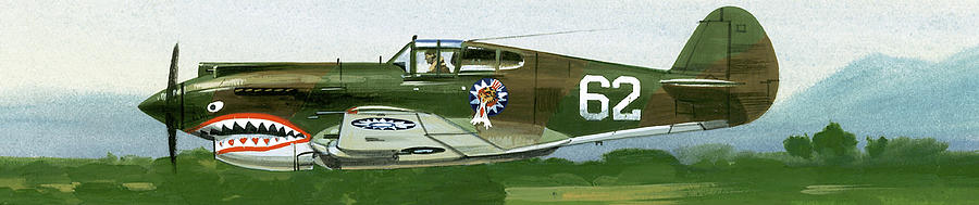Jet Painting - An American Curtiss P40 B fighter by Wilf Hardy