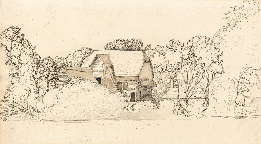An Ancient Barn at Shoreham Drawing by Samuel Palmer