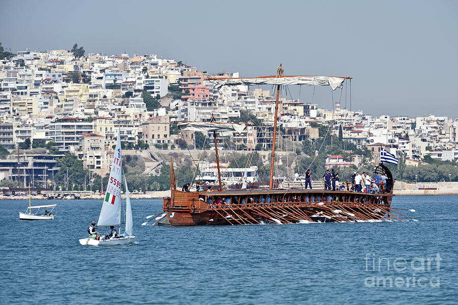 An ancient trireme sailing Photograph by George Atsametakis