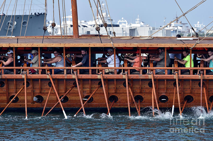 An ancient trireme underway Photograph by George Atsametakis