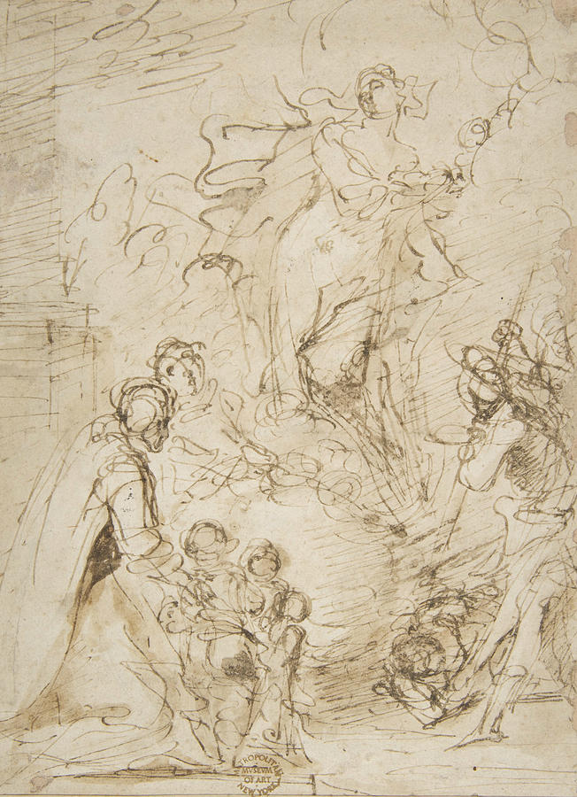 An Apparition Drawing by Salvator Rosa