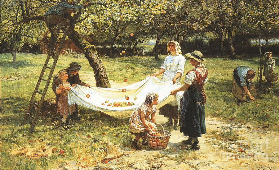 An Apple Gathering Painting by MotionAge Designs