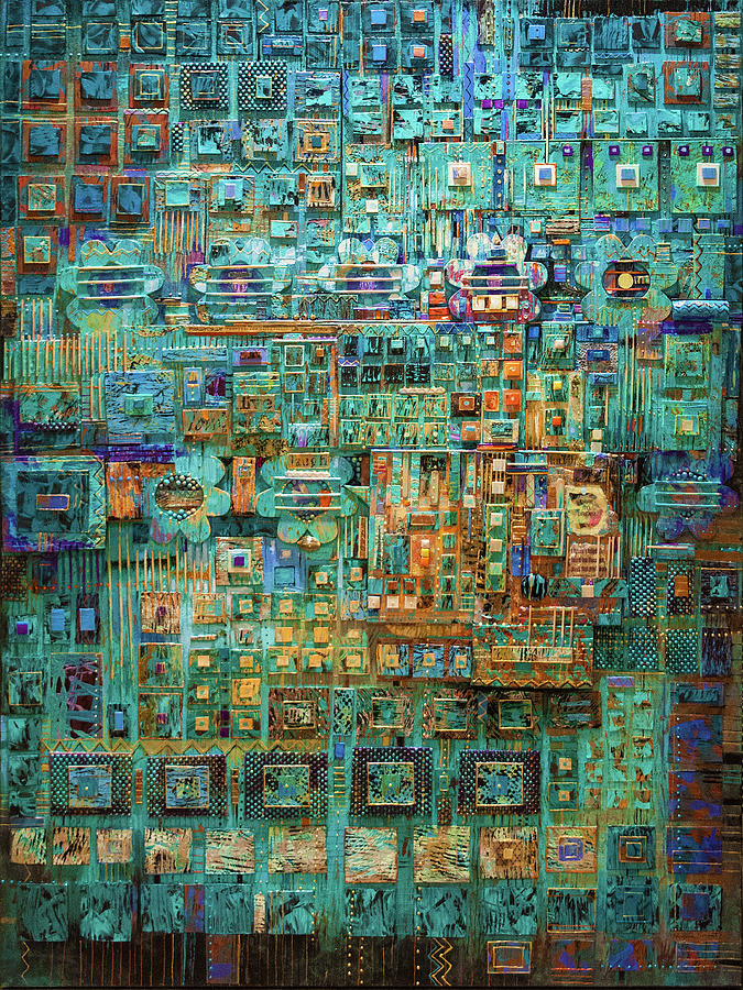 Abstract Mixed Media - An Aquamarine Dream by Marjorie Sarnat