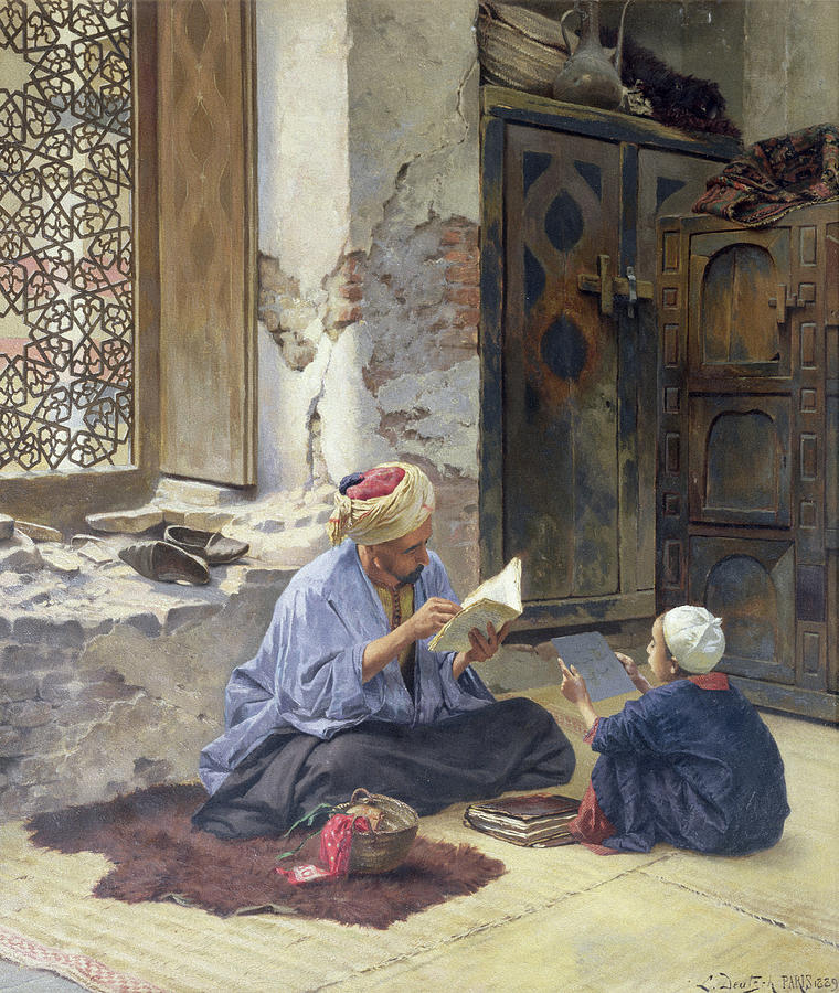 An Arab Schoolmaster Painting by Ludwig Deutsch