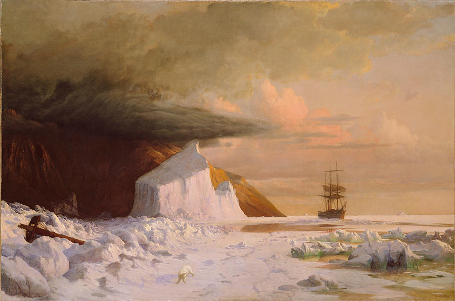 William Bradford Painting - An Arctic Summer. Boring Through the Pack in Melville Bay by William Bradford