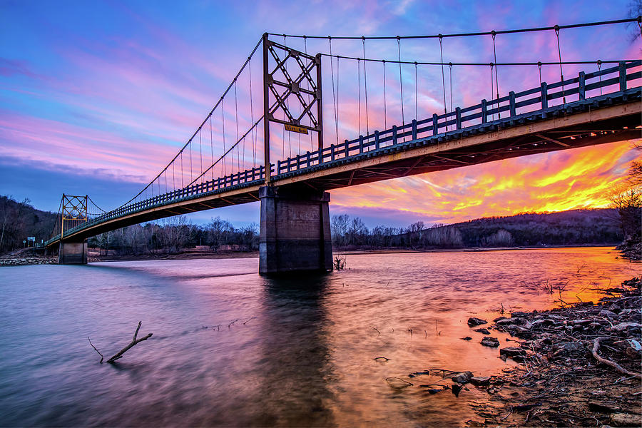 An Arkansas Sunset - Beaver Bridge and the White River Photograph by Gregory Ballos