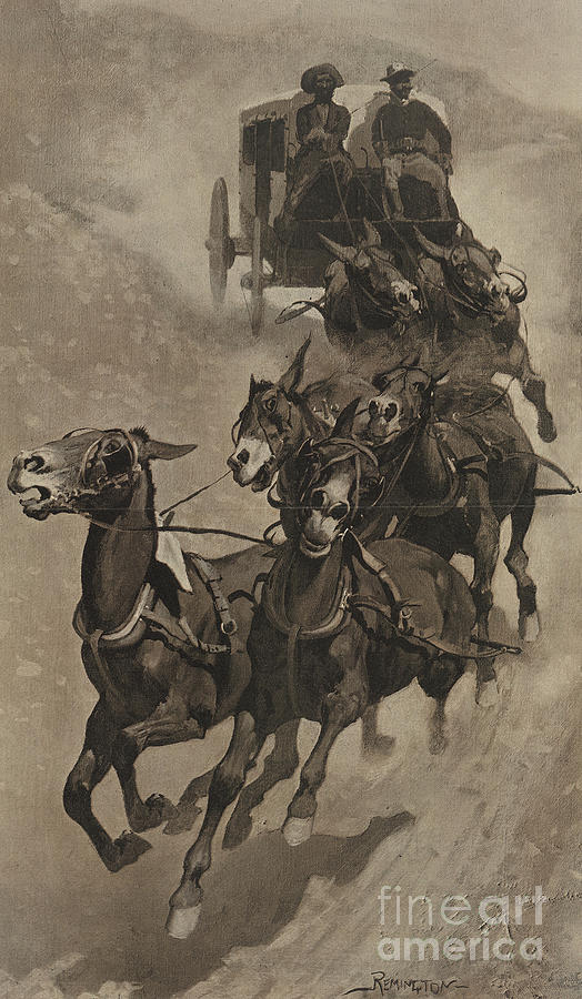 An Army Mail Ambulance Drawing by Frederic Remington