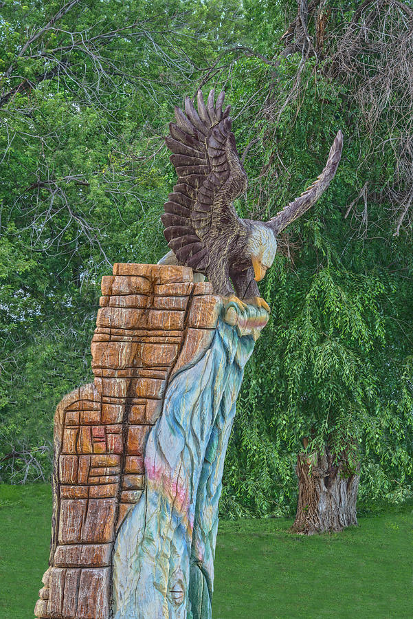 An Artistic Soul Carved This Eagle Out Of A Dead Tree In Florence, Colorado.  Photograph by Bijan Pirnia