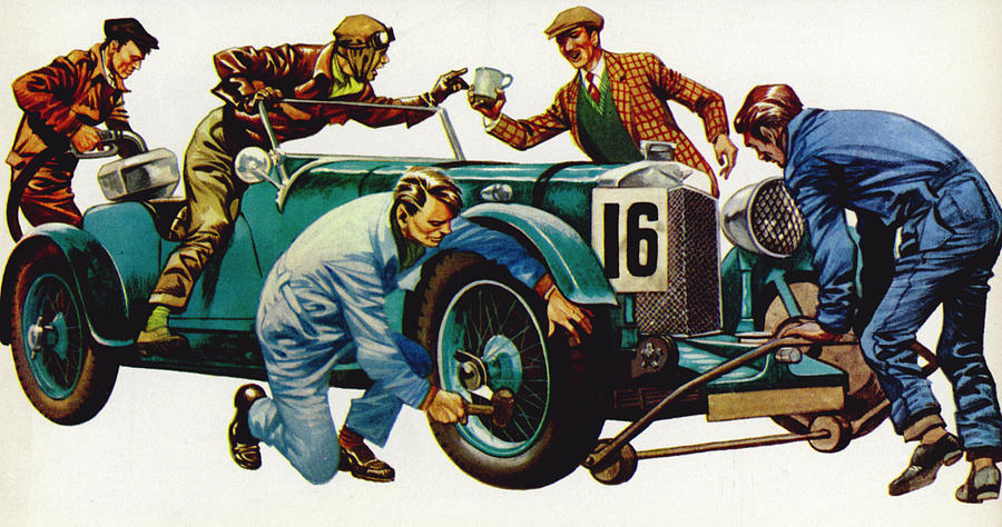 Car Painting - An Aston Martin racing car, vintage 1932 by Peter Jackson