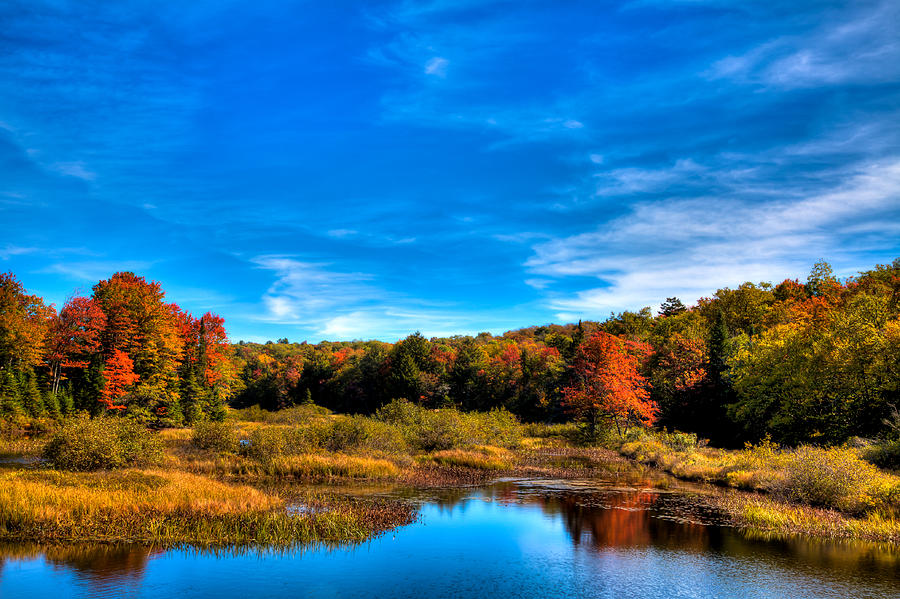 Fall Photograph - An Autumn Day at the Green Bridge by David Patterson