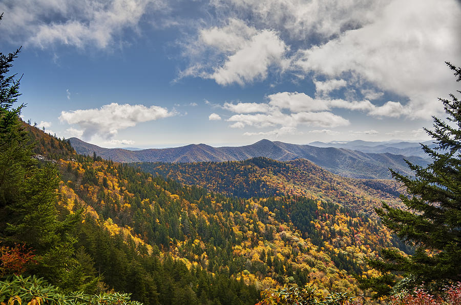 An autumn storm flows over Blue Ridge Parkway Photograph by Darrell Young