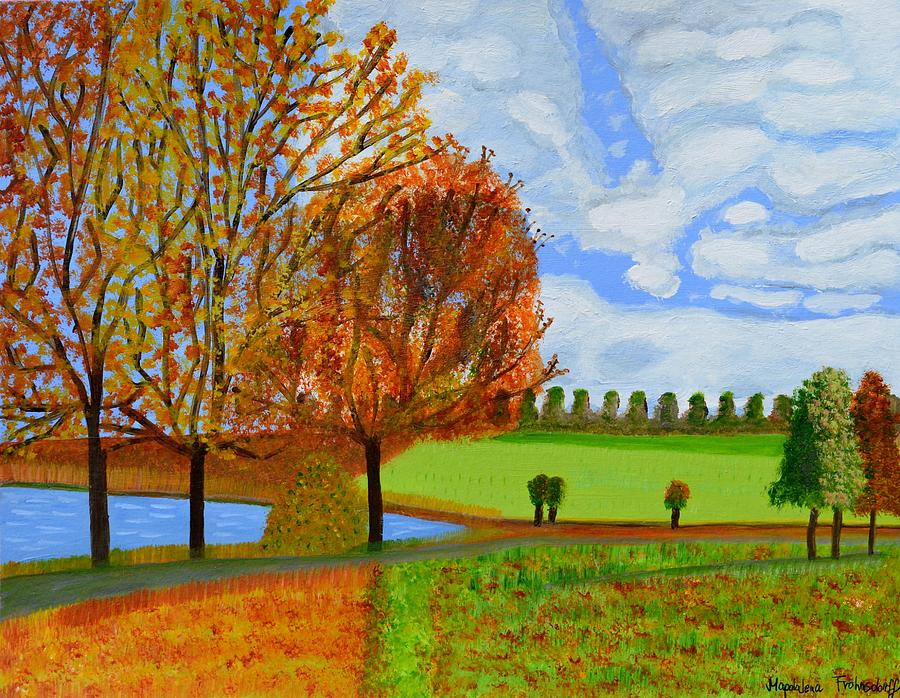 An Autumn Walk Painting by Magdalena Frohnsdorff