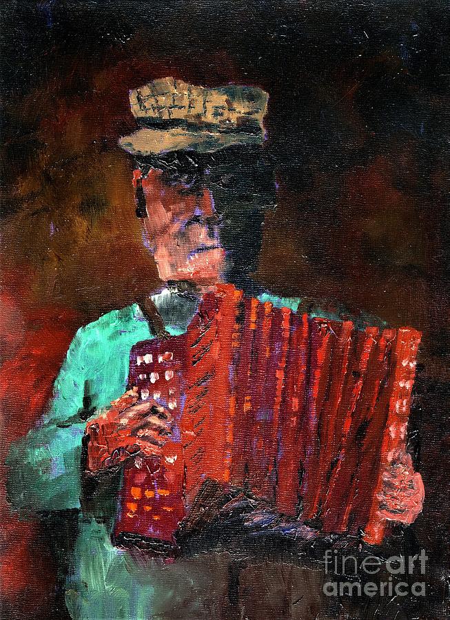 An Bosca Ceol....Irish Squeeze Box. Painting by Val Byrne