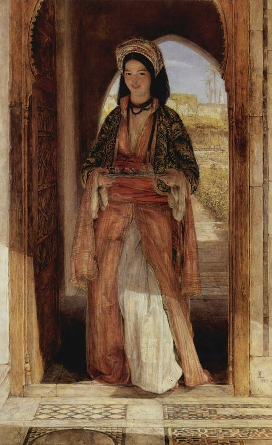 Young Lady Painting - An Eastern Girl Carrying by John Frederick