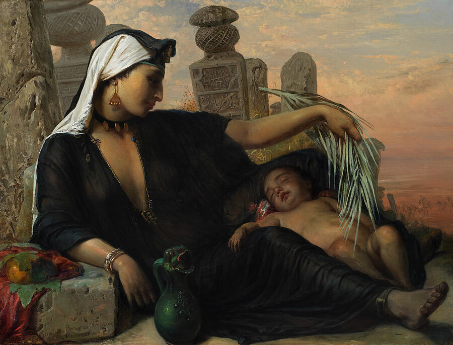 An Egyptian Fellah Woman with Her Baby, from 1872 Painting by Elisabeth Jerichau-Baumann