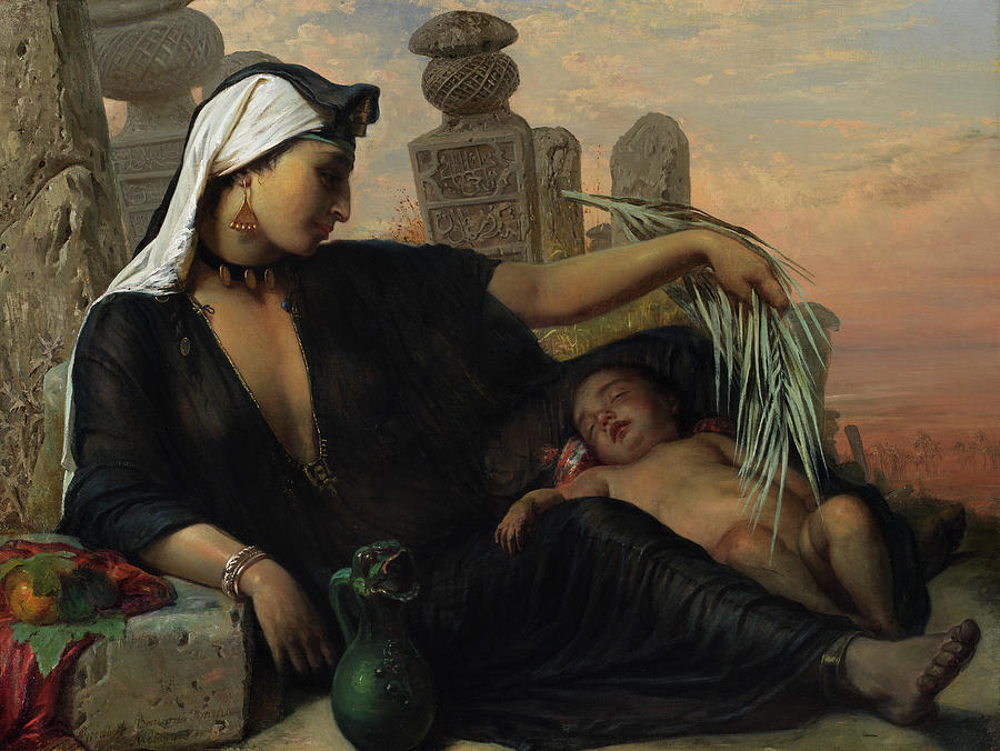 Moses Painting - An Egyptian Fellah Woman with her Baby by Elisabeth Maria Anna Jerichau-Baumann