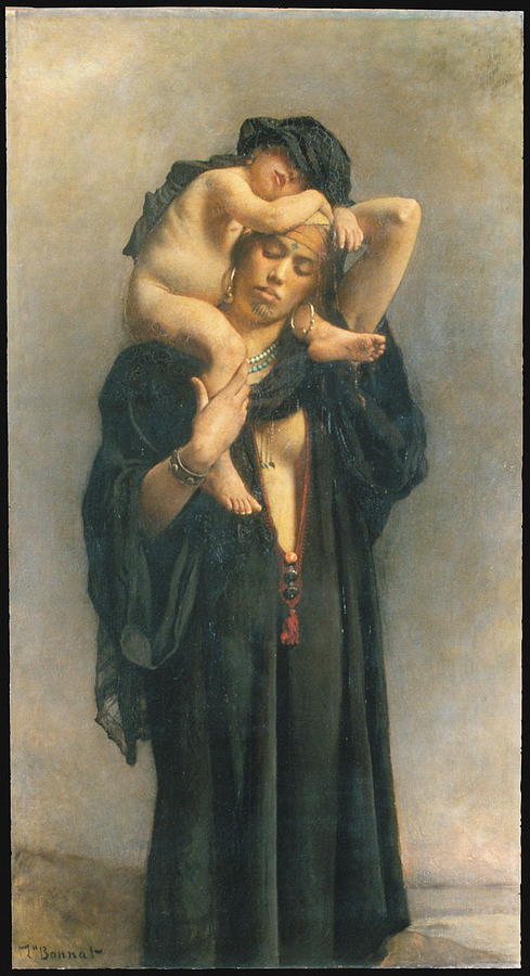 Nature Painting - An Egyptian Peasant Woman And Her Child by Leon Bonnat