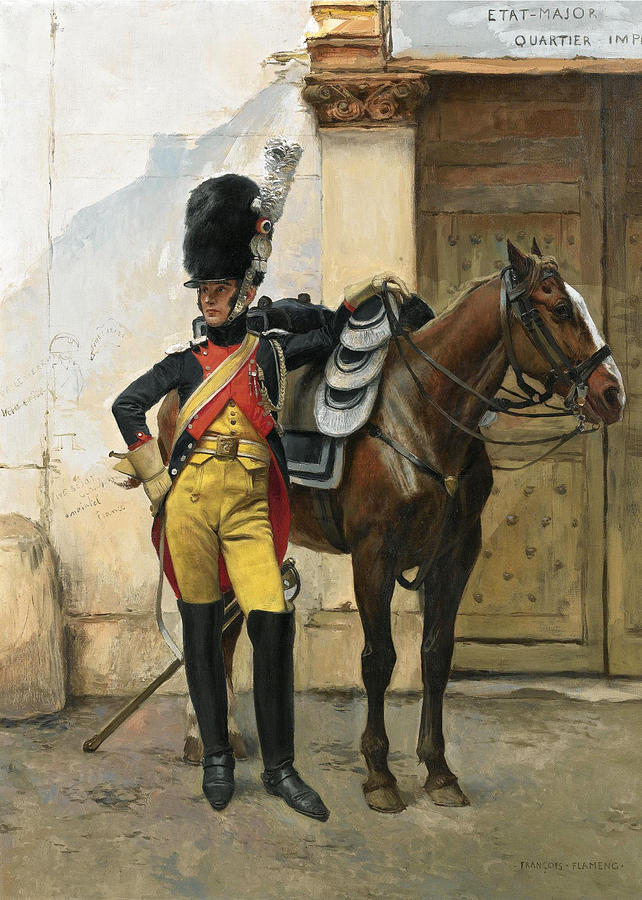 An Elite Soldier of the Imperial Guard Painting by Francois Flameng