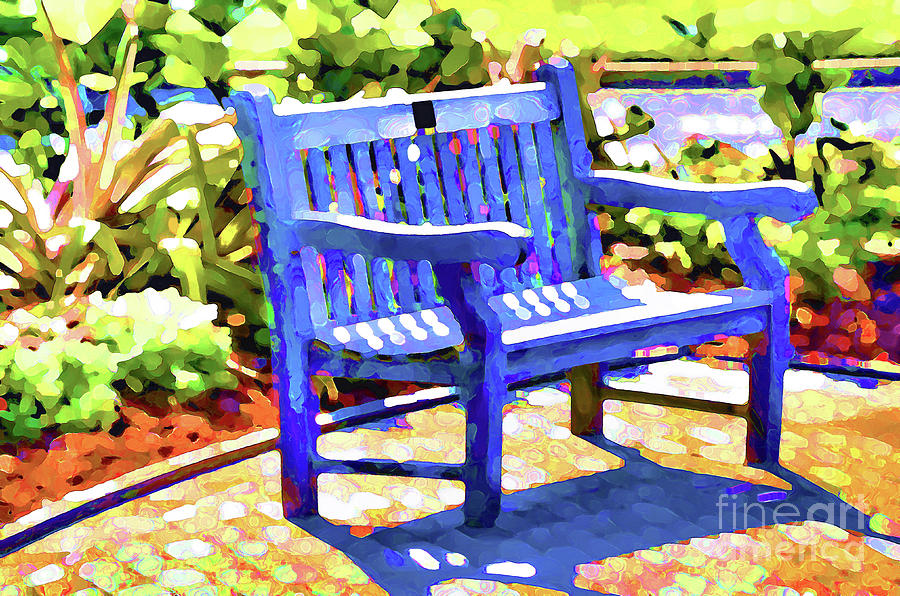 An empty bench  Painting by Jeelan Clark