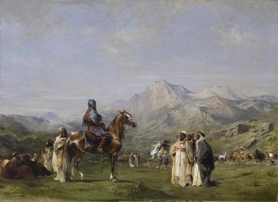 Horse Painting -  An Encampment in the Atlas Mountains by Eugene Fromentin