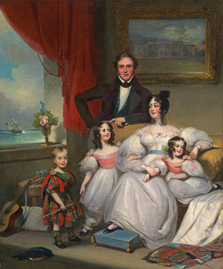 An English Family in Macao  Painting by George Chinnery
