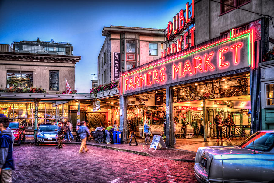 An Evening at Pike Place Market Photograph by Spencer McDonald