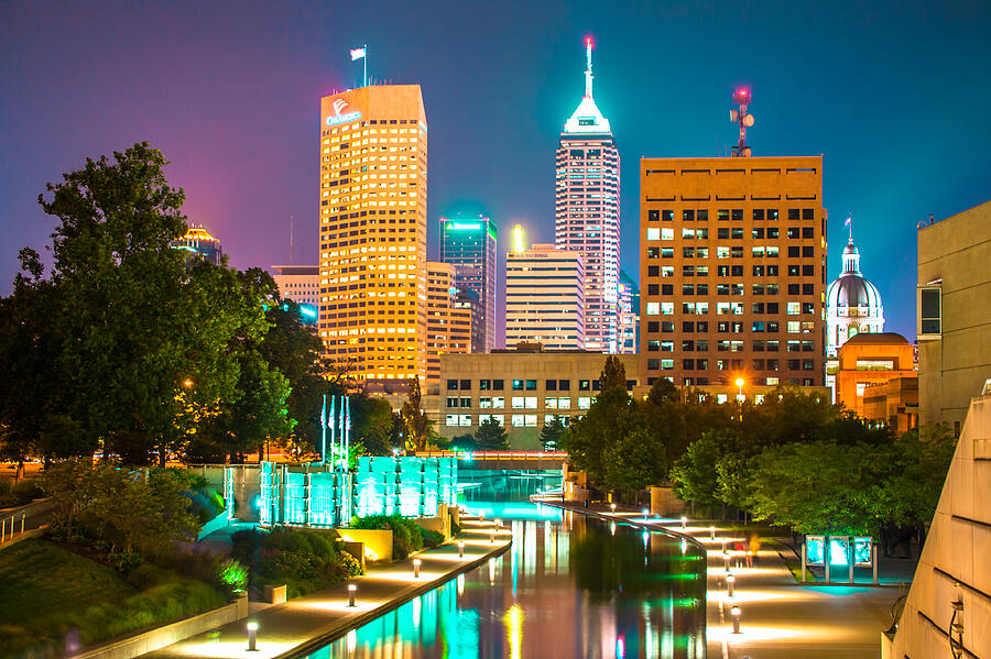 Indianapolis Skyline Photograph - An Evening in Indianapolis by Gregory Ballos