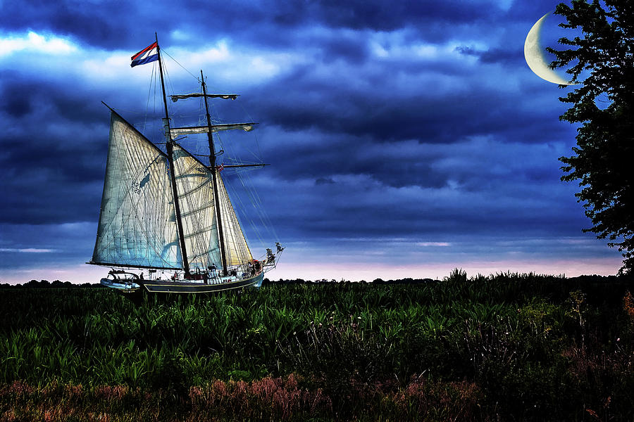 Composite Photograph - An Evening Sail Afield by Harold Eskew