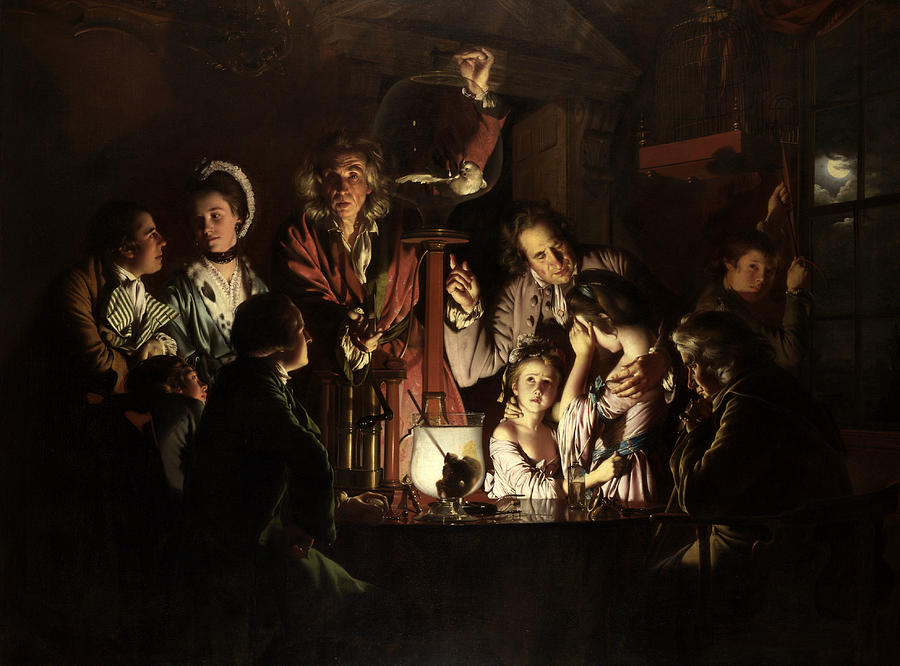 An Experiment on a Bird in an Air Pump  Painting by Joseph Wright