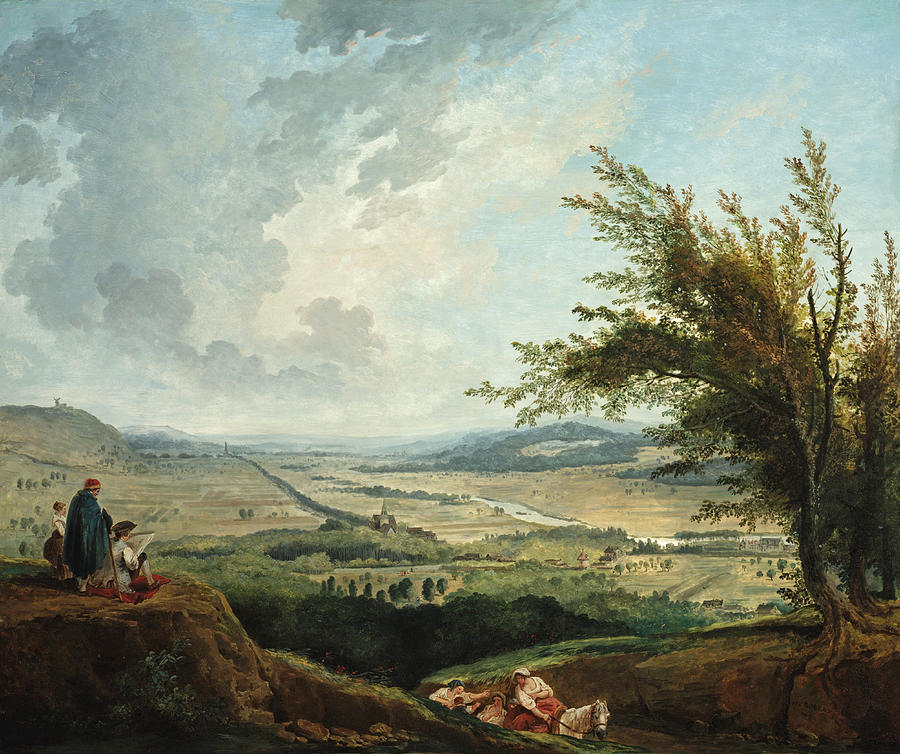 An Extensive Landscape near Paris Painting by Hubert Robert