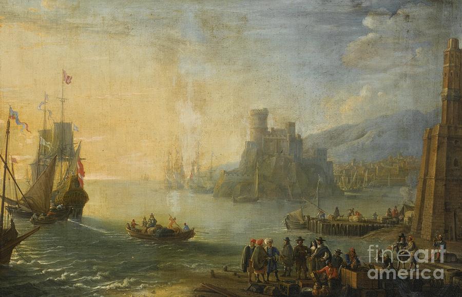 An Extensive Port With Boats Painting by Celestial Images