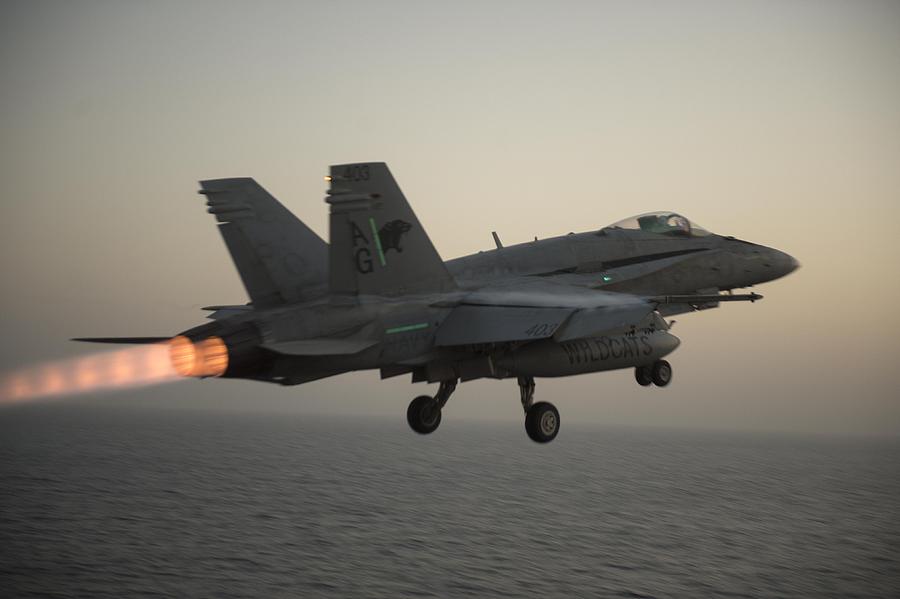 Chinfo Painting - An F A-18C Hornet launches US Navy by Celestial Images