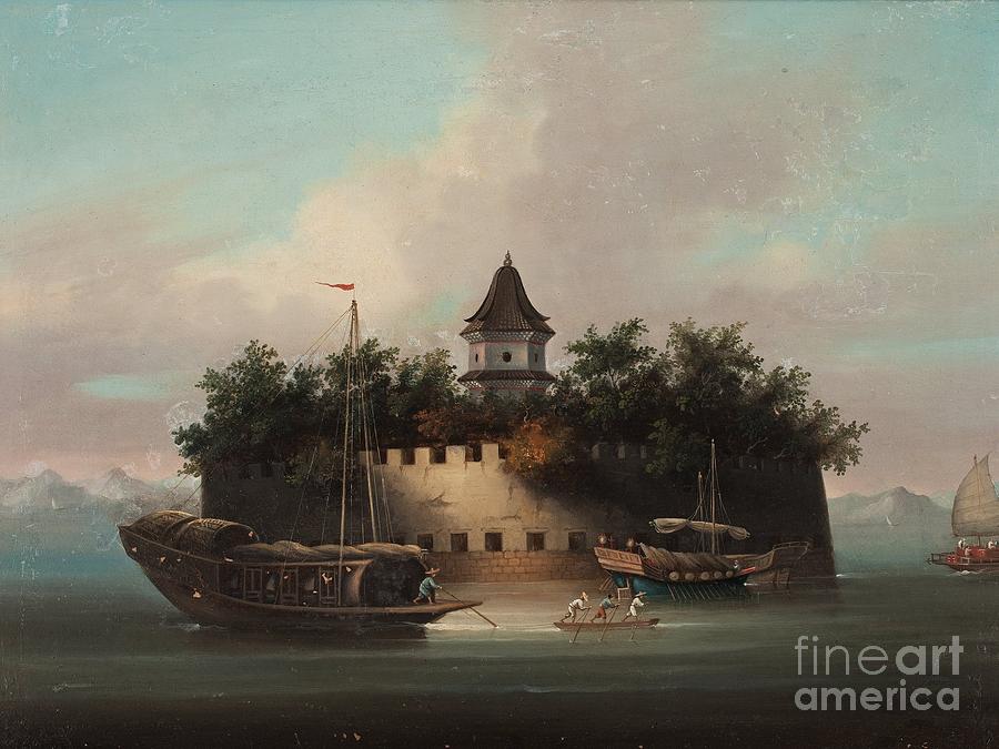 An Fortification And Jonks At The Faiway At Canton Painting by Celestial Images