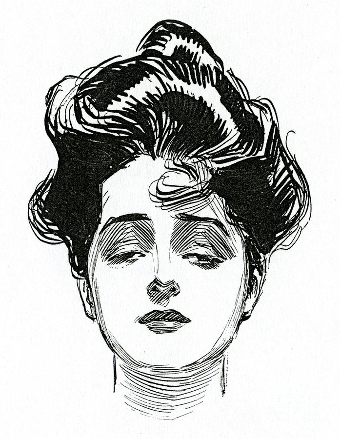 Charles Dana Gibson Drawing - An iconic Gibson Girl portrait  by Charles Dana Gibson