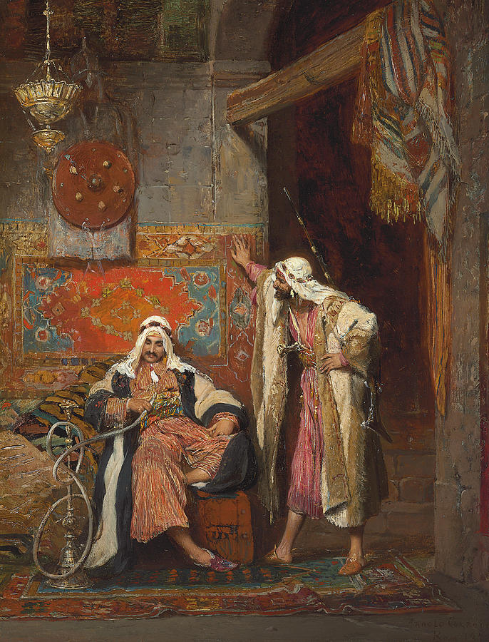 Portrait Painting - An Idle Conversation, 1872 by Arnold Corrodi