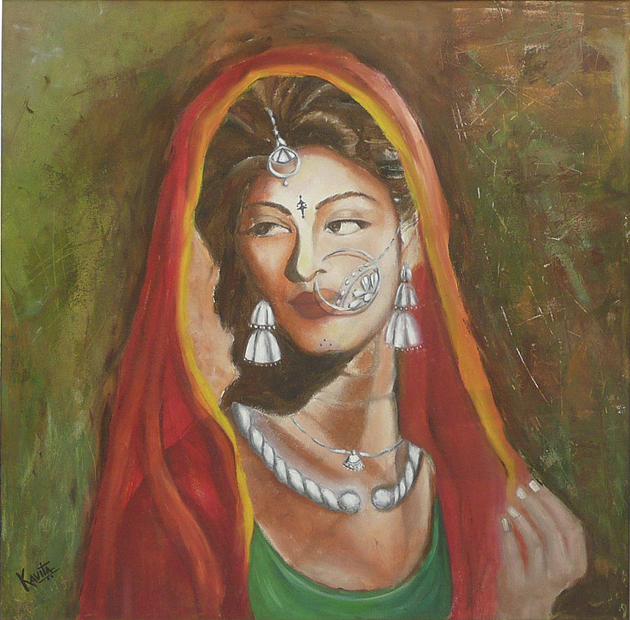 An Indian Village Bride Painting by Kavita Vardhan - Pixels