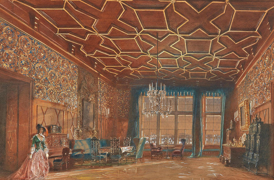 An Interior in Rosenberg Castle Painting by Rudolf von Alt