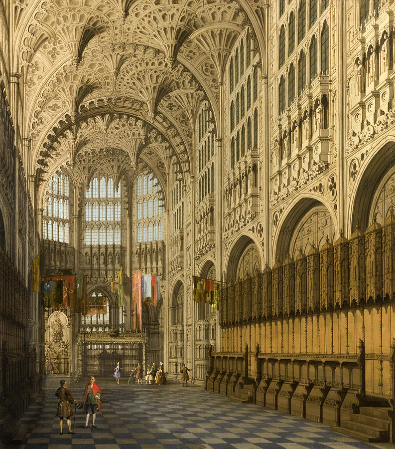 An Interior View of the Henry VII Chapel Westminster Abbey Painting by Canaletto