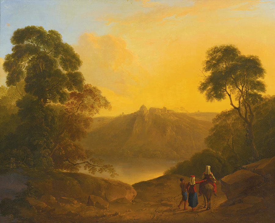 An Italianate Landscape with Travellers Painting by Thomas Barker